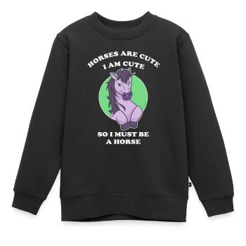 Pferde sind niedlich ich bin niedlich also bin ich - Kinder Premium Organic Sweatshirt - Schwarz - Vorne - AI Model Kid Female (0cm)