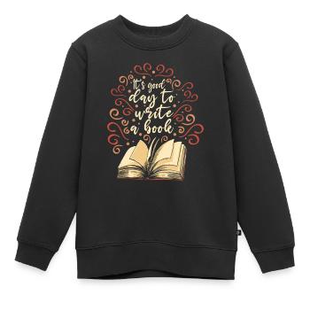 Écrire un livre Auteur Romancier - Sweat Premium enfant bio - noir - Devant - AI Model Kid Female (0cm)