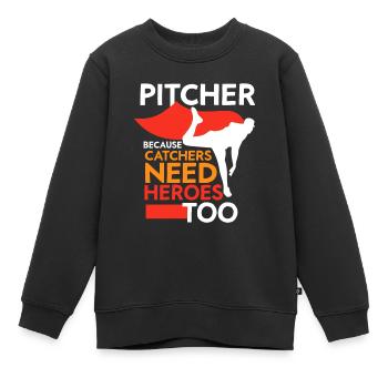 Lanceur parce que les receveurs ont aussi besoin de héros Lanceurs - Sweat Premium enfant bio - noir - Devant - AI Model Kid Female (0cm)