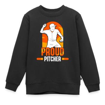Fier lanceur de baseball lanceur amateur - Sweat Premium enfant bio - noir - Devant - AI Model Kid Female (0cm)