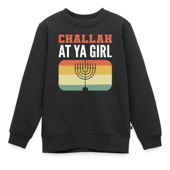 Challah At Ya Girl Hanukkah Dreidel - Kinder Premium Organic Sweatshirt - Schwarz - Vorne - AI Model Kid Female (0cm)