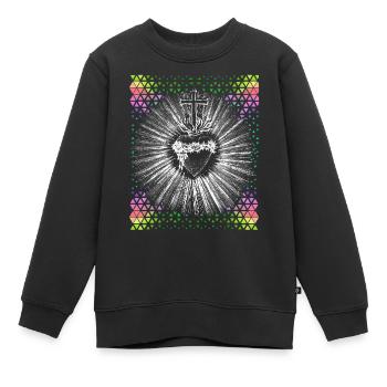 Christlich, Jesus Christus, blutendes Herz - Kinder Premium Organic Sweatshirt - Schwarz - Vorne - AI Model Kid Female (0cm)