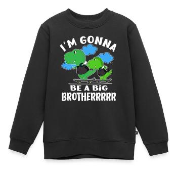 Gonna Be A Big Brother Dino Birth AnnouncementBaby - Kinder Premium Organic Sweatshirt - Schwarz - Vorne - AI Model Kid Female (0cm)