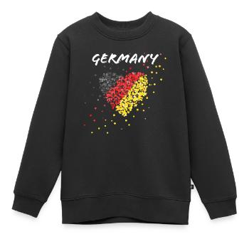 Deutschlandflagge Fahne Fanblock Deutschland - Kinder Premium Organic Sweatshirt - Schwarz - Vorne - AI Model Kid Female (0cm)