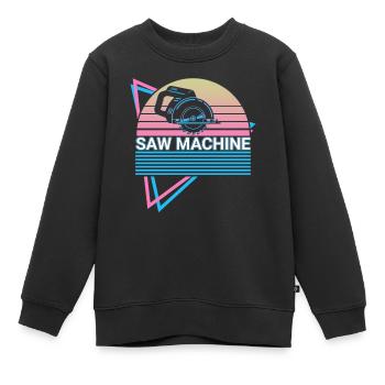 Machine à scier Retro - Sweat Premium enfant bio - noir - Devant - AI Model Kid Female (0cm)