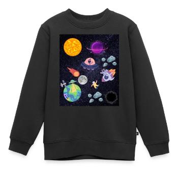 Weltraum Design - Kinder Premium Organic Sweatshirt - Schwarz - Vorne - AI Model Kid Female (0cm)