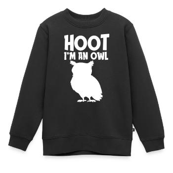 Hoot Ich bin eine Eule Lustiges faules Halloween Kostüm - Kinder Premium Organic Sweatshirt - Schwarz - Vorne - AI Model Kid Female (0cm)