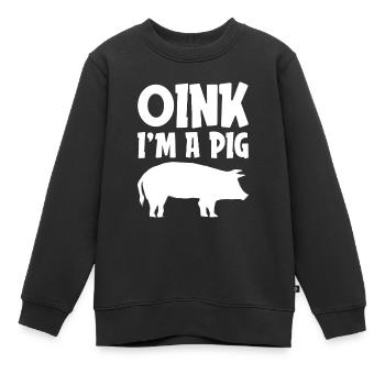 Oink Ich bin ein Schwein Lustiges faules Halloween Kostüm - Kinder Premium Organic Sweatshirt - Schwarz - Vorne - AI Model Kid Female (0cm)