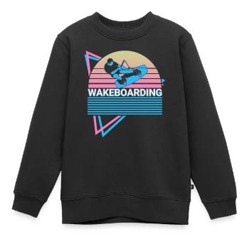 Wakeboard Wakeboarder Retro - Sweat Premium enfant bio - noir - Devant - AI Model Kid Female (0cm)