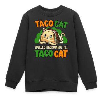 Taco cat spells backwards animal rights - Kids Premium Organic Sweatshirt - black - Front - AI Model Kid Female (0cm)