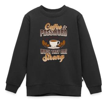 Café, mot de passe - Sweat Premium enfant bio - noir - Devant - AI Model Kid Female (0cm)