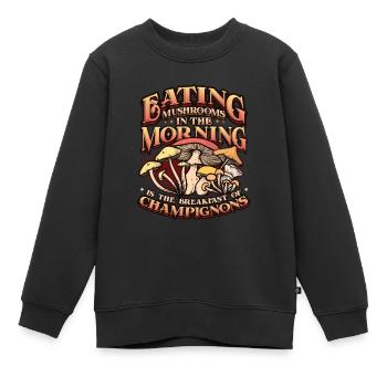 Pilze Essen, Frühstück Von Champignons - Kinder Premium Organic Sweatshirt - Schwarz - Vorne - AI Model Kid Female (0cm)
