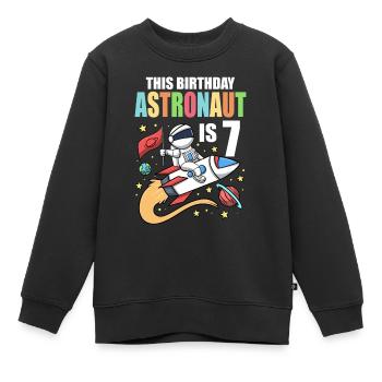 Space Birthday 7 Astronaut Planeten Raketenschiff - Kinder Premium Organic Sweatshirt - Schwarz - Vorne - AI Model Kid Female (0cm)