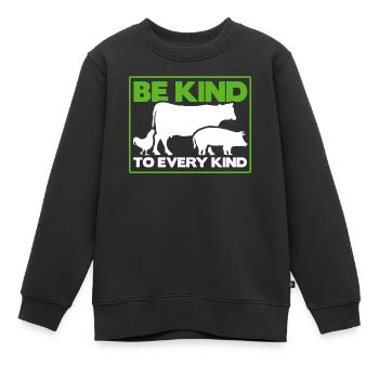 Be Kind To Every Kind - Kids Premium Organic Sweatshirt - black - Front - AI Model Kid Female (0cm)