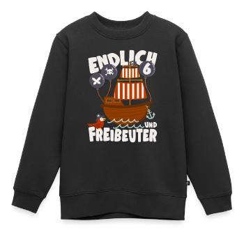Endlich 6 Jahre Junge Geburtstag Piratenschiff - Kinder Premium Organic Sweatshirt - Schwarz - Vorne - AI Model Kid Female (0cm)