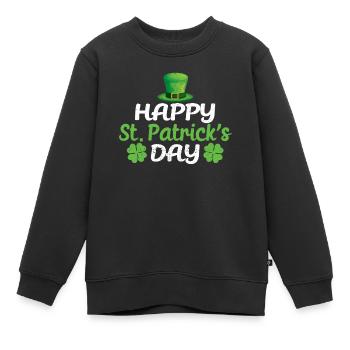 Bonne Saint-Patrick Drôle Irlandais heureux - Sweat Premium enfant bio - noir - Devant - AI Model Kid Female (0cm)
