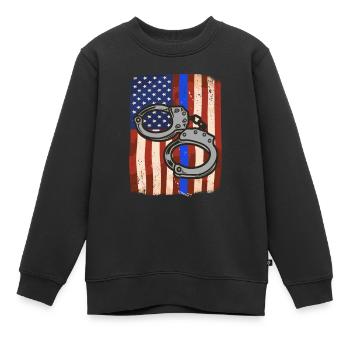 Policier - Sweat Premium enfant bio - noir - Devant - AI Model Kid Female (0cm)