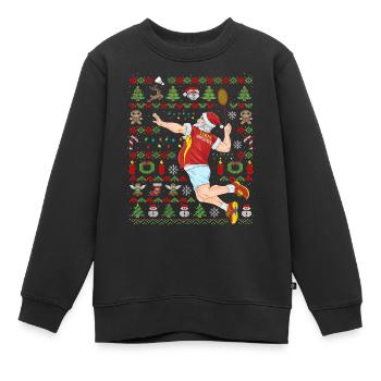 Ugly Christmas Badminton Federball Weihnachten - Kinder Premium Organic Sweatshirt - Schwarz - Vorne - AI Model Kid Female (0cm)