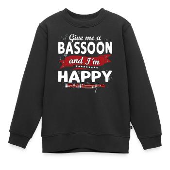 Holzblasinstrument Musik Bassoonist - Kinder Premium Organic Sweatshirt - Schwarz - Vorne - AI Model Kid Female (0cm)