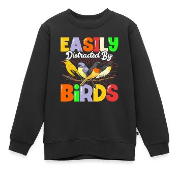 Facilement distendu par les oiseaux - Sweat Premium enfant bio - noir - Devant - AI Model Kid Female (0cm)