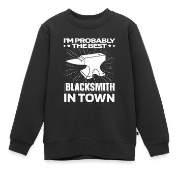 Enclume de forgeron métallurgiste - Sweat Premium enfant bio - noir - Devant - AI Model Kid Female (0cm)
