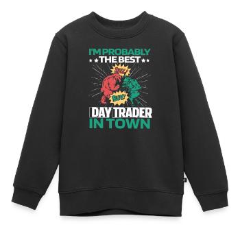 Day Trading Day Trader Stierbär - Kinder Premium Organic Sweatshirt - Schwarz - Vorne - AI Model Kid Female (0cm)