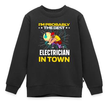 Électricien Electronique Technicien Electricité - Sweat Premium enfant bio - noir - Devant - AI Model Kid Female (0cm)