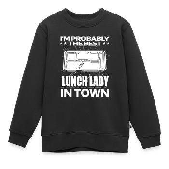 Cafétéria Cuisine aide Cantine Plateau alimentaire - Sweat Premium enfant bio - noir - Devant - AI Model Kid Female (0cm)
