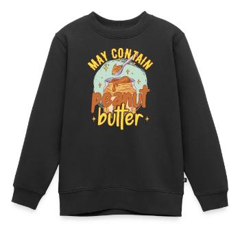 Peut contenir du beurre d’arachide - Sweat Premium enfant bio - noir - Devant - AI Model Kid Female (0cm)