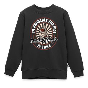 Baseball Witzig - Kinder Premium Organic Sweatshirt - Schwarz - Vorne - AI Model Kid Female (0cm)