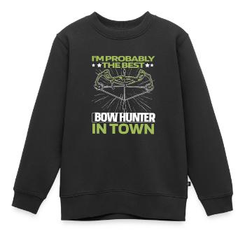 Chasseur à l’arc Bowhunter drôle - Sweat Premium enfant bio - noir - Devant - AI Model Kid Female (0cm)