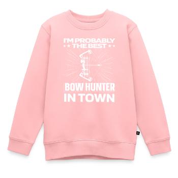 Chasseur à l’arc Bowhunter drôle - Sweat Premium enfant bio - rose - Devant - AI Model Kid Female (0cm)
