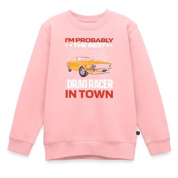 Dragster Drag Race Drôle - Sweat Premium enfant bio - rose - Devant - AI Model Kid Female (0cm)