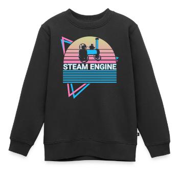 Dampflokomotive Retro - Kinder Premium Organic Sweatshirt - Schwarz - Vorne - AI Model Kid Female (0cm)