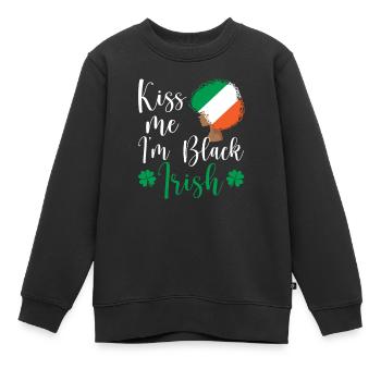 St. Patricks Day Afro Afrikanischer Stolz Küss - Kinder Premium Organic Sweatshirt - Schwarz - Vorne - AI Model Kid Female (0cm)
