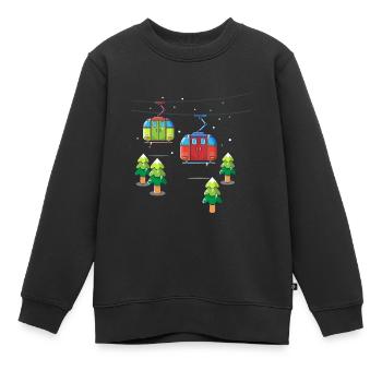 Téléphérique pour enfants Télécabine - Sweat Premium enfant bio - noir - Devant - AI Model Kid Female (0cm)