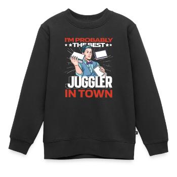 Jongler Jongleur Drôle - Sweat Premium enfant bio - noir - Devant - AI Model Kid Female (0cm)