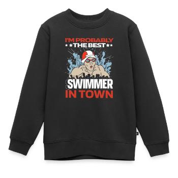 Nageurs nageurs drôles - Sweat Premium enfant bio - noir - Devant - AI Model Kid Female (0cm)