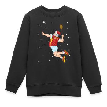 Badminton Federball Weihnachten - Kinder Premium Organic Sweatshirt - Schwarz - Vorne - AI Model Kid Female (0cm)