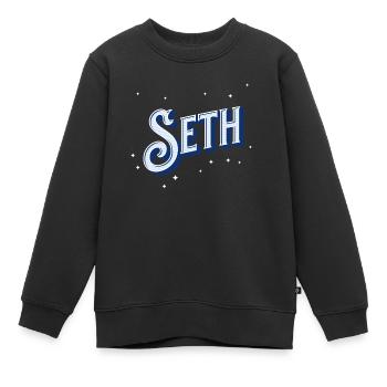 Nom Seth personnalisé - Sweat Premium enfant bio - noir - Devant - AI Model Kid Female (0cm)