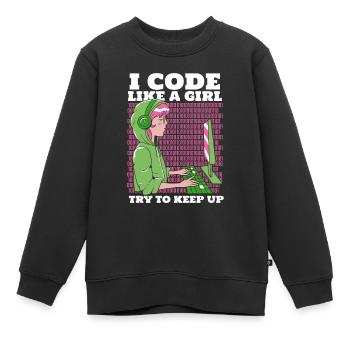 Developer Coder Programmer - Kids Premium Organic Sweatshirt - black - Front - AI Model Kid Female (0cm)