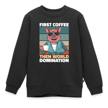 Porc Porc Café de l’Éleveur - Sweat Premium enfant bio - noir - Devant - AI Model Kid Female (0cm)