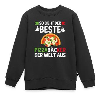 So Sieht Der Beste Pizzabäcker Der Welt Aus - Kinder Premium Organic Sweatshirt - Schwarz - Vorne - AI Model Kid Female (0cm)