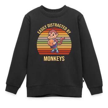 Affe Basketball Basketballspieler Äffchen - Kinder Premium Organic Sweatshirt - Schwarz - Vorne - AI Model Kid Female (0cm)