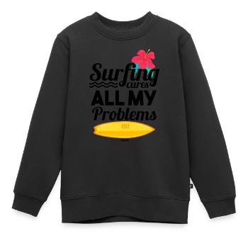 SUP - Kinder Premium Organic Sweatshirt - Schwarz - Vorne - AI Model Kid Female (0cm)