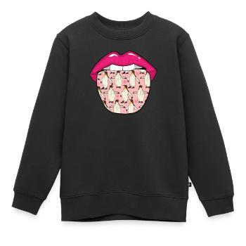 Pinguin Zunge - Kinder Premium Organic Sweatshirt - Schwarz - Vorne - AI Model Kid Female (0cm)