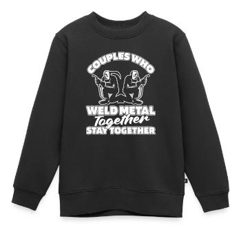 Couple de forgerons métallurgistes - Sweat Premium enfant bio - noir - Devant - AI Model Kid Female (0cm)