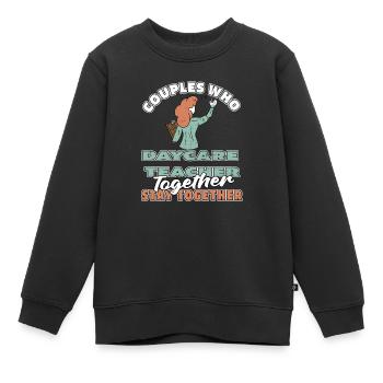 Enseignante maternelle Couple d’assistantes maternelles - Sweat Premium enfant bio - noir - Devant - AI Model Kid Female (0cm)