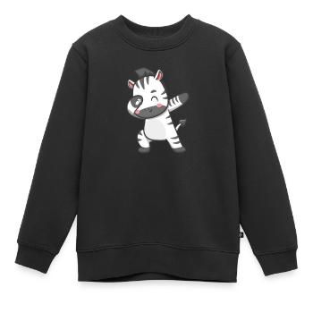 Zèbre - Sweat Premium enfant bio - noir - Devant - AI Model Kid Female (0cm)
