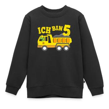 Geburtstagsgeschenk 5. Geburtstag Dino Kipplaster - Kinder Premium Organic Sweatshirt - Schwarz - Vorne - AI Model Kid Female (0cm)